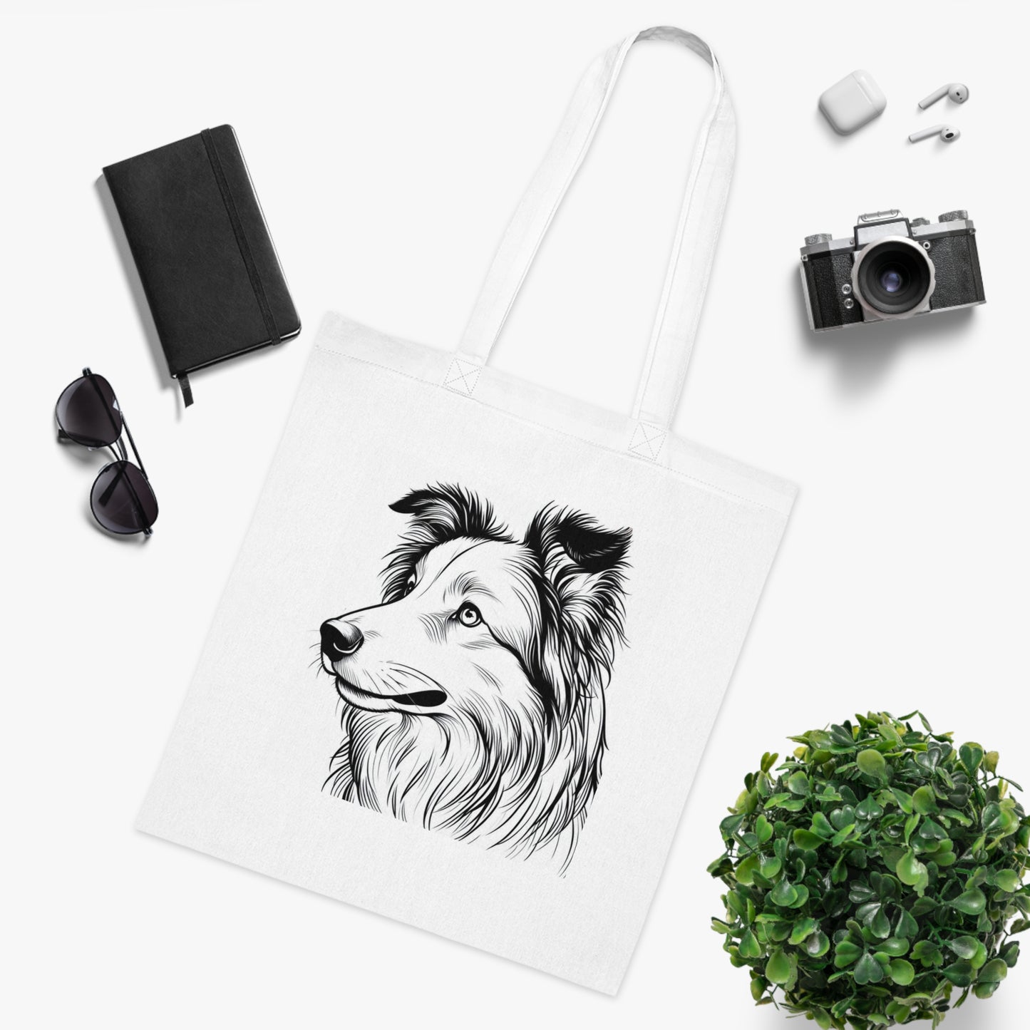Clever Collie Cotton Tote Bag