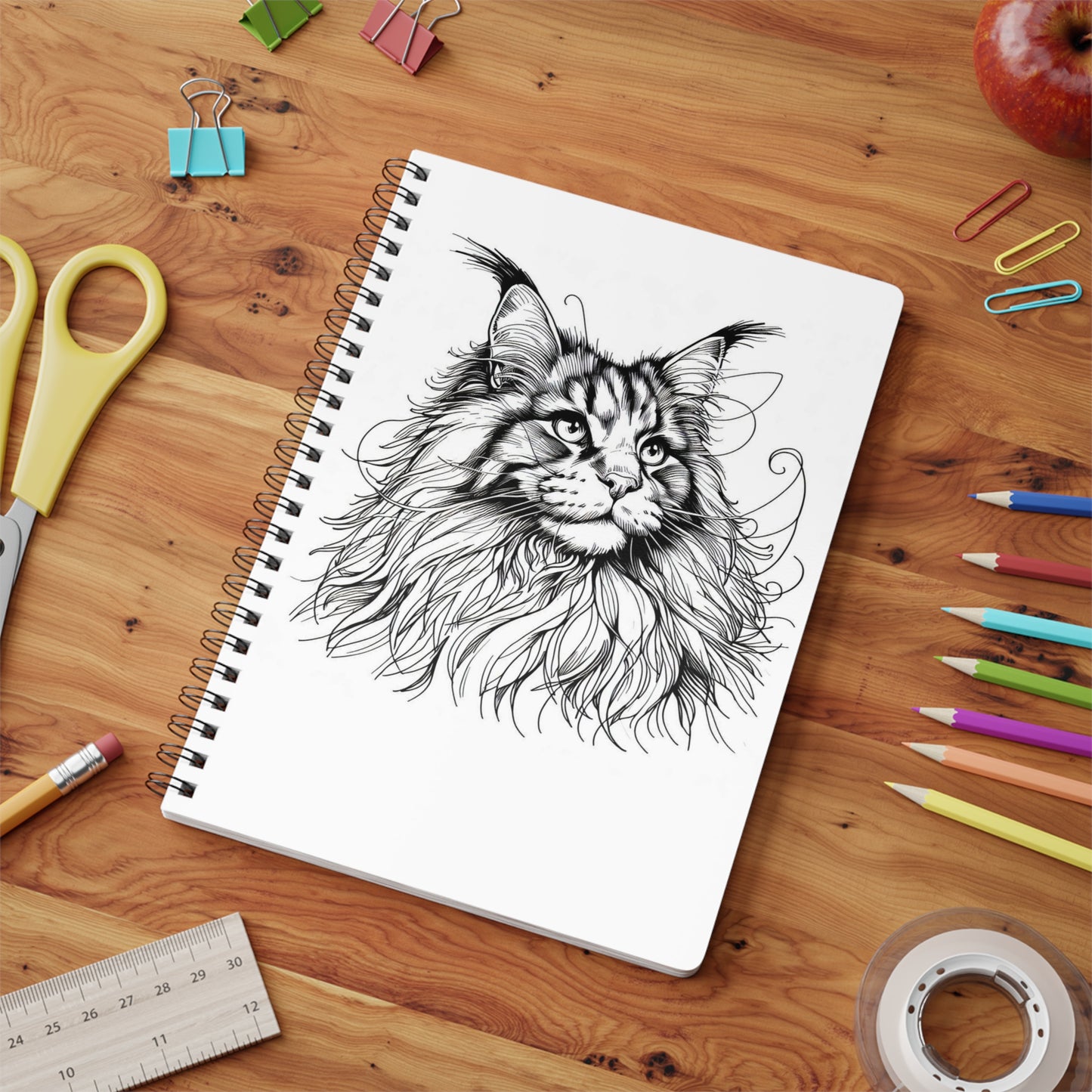 Wirobound Maine Coon Cat notepad